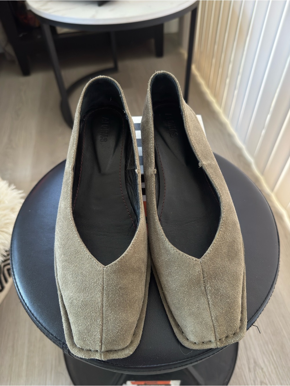 ALOHAS Olive Green Suede Pointed Flats